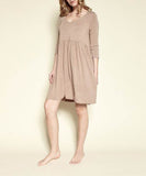 Fabina Bamboo Loose Fit Babydoll V-Neck 3/4 Sleeves Pocketed Mini Dress - Rosa Apparel