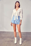 Do+Be Casual Front Tie Long Sleeve V-Neck Top - Rosa Apparel