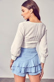 Do+Be Casual Front Tie Long Sleeve V-Neck Top - Rosa Apparel