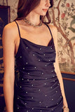 Do+Be Drape Front Side Ruched Cowl Neck Backless Mini Dress - Rosa Apparel