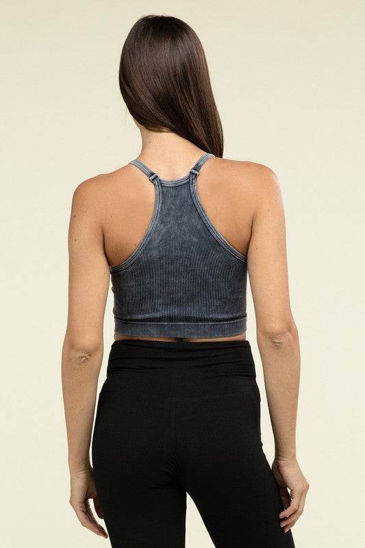 Zenana Washed Ribbed Seamless Cropped Cami Top - Rosa Apparel