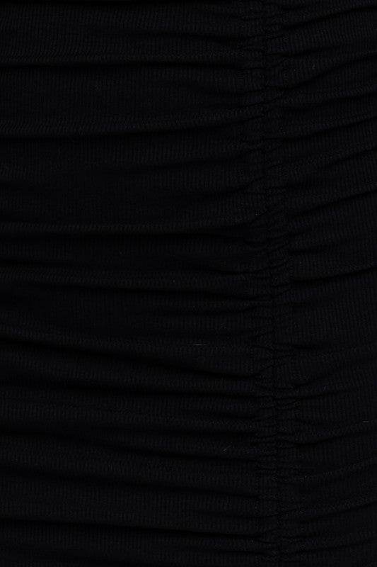 LE LIS Round Neck Short Sleeve Shirring Mini Dress - Rosa Apparel