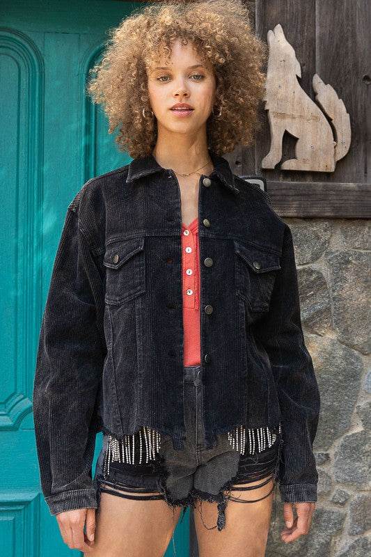POL Oversized Ribbed Front Pocket Long Sleeves Shacket - Rosa Apparel