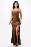 La Scala Back Lace Up Mermaid Dress With Waist Shirring - Rosa Apparel