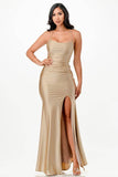 La Scala Back Lace Up Mermaid Dress With Waist Shirring - Rosa Apparel