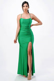 La Scala Back Lace Up Mermaid Dress With Waist Shirring - Rosa Apparel