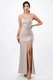 La Scala Back Lace Up Mermaid Dress With Waist Shirring - Rosa Apparel