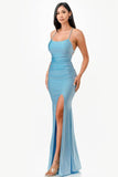 La Scala Back Lace Up Mermaid Dress With Waist Shirring - Rosa Apparel