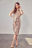 DO+Be Sleeveless Button Front Tie Midi Dress - Rosa Apparel