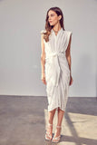 DO+Be Sleeveless Button Front Tie Midi Dress - Rosa Apparel