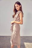 DO+Be Sleeveless Button Front Tie Midi Dress - Rosa Apparel