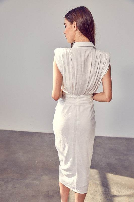 DO+Be Sleeveless Button Front Tie Midi Dress - Rosa Apparel