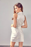Do + Be Casual Stylish Sleeveless Front Tie Collar Neck Mini Dress - Rosa Apparel