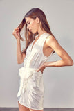 Do + Be Casual Stylish Sleeveless Front Tie Collar Neck Mini Dress - Rosa Apparel