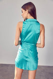Do + Be Casual Stylish Sleeveless Front Tie Collar Neck Mini Dress - Rosa Apparel