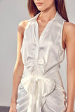 Do + Be Casual Stylish Sleeveless Front Tie Collar Neck Mini Dress - Rosa Apparel