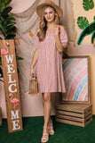 Ninexis Chic Off The Shoulder Relaxed Short Sleeves Mini Dress - Rosa Apparel