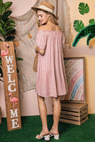 Ninexis Chic Off The Shoulder Relaxed Short Sleeves Mini Dress - Rosa Apparel