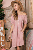 Ninexis Chic Off The Shoulder Relaxed Short Sleeves Mini Dress - Rosa Apparel