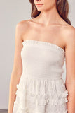 Do + Be Casual Smocked Embroidery Strapless Sleeveless Mini Dress - Rosa Apparel