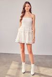 Do + Be Casual Smocked Embroidery Strapless Sleeveless Mini Dress - Rosa Apparel