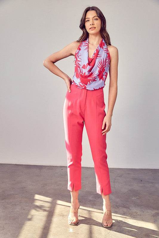 Do + Be Modern Multi Color Cowl Neck Hip Length Top - Rosa Apparel