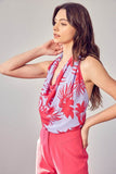 Do + Be Modern Multi Color Cowl Neck Hip Length Top - Rosa Apparel