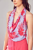 Do + Be Modern Multi Color Cowl Neck Hip Length Top - Rosa Apparel