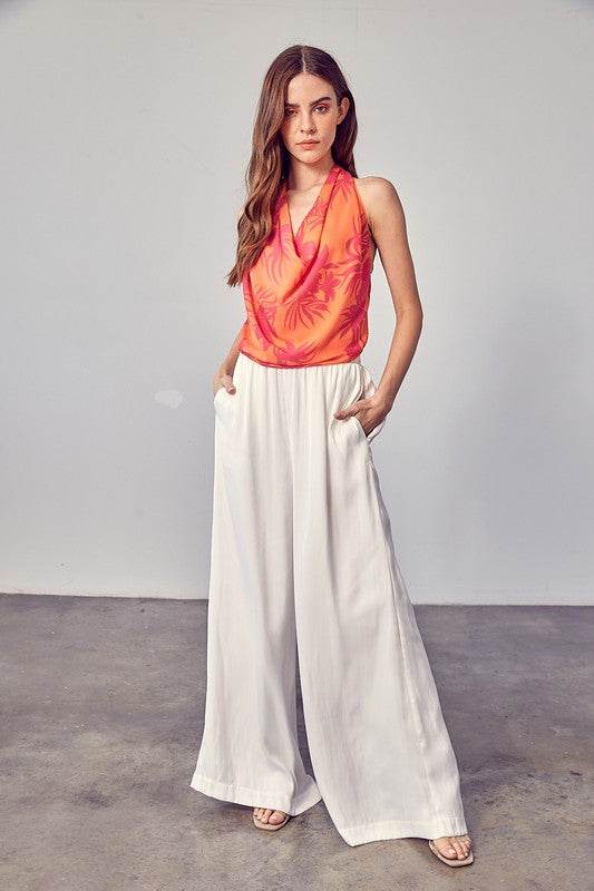 Do + Be Modern Multi Color Cowl Neck Hip Length Top - Rosa Apparel