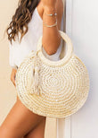 Aili's Corner Casual Straw Tassel Wovenb O-Ring Tote - Rosa Apparel