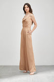 Do + Be Elegant Cowl Neck Trim Detail Wide Leg Sleeveless Jumpsuit - Rosa Apparel