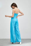 Do + Be Elegant Cowl Neck Trim Detail Wide Leg Sleeveless Jumpsuit - Rosa Apparel