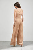 Do + Be Elegant Cowl Neck Trim Detail Wide Leg Sleeveless Jumpsuit - Rosa Apparel