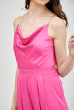 Do + Be Elegant Cowl Neck Trim Detail Wide Leg Sleeveless Jumpsuit - Rosa Apparel
