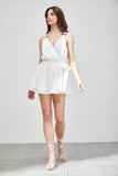 Do + Be Casual Trim Detail Side Tie V-Neck Sleeveless Romper - Rosa Apparel