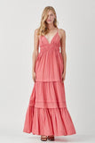 Mustard Seed Shirred Ruffle Folded Detail Maxi Dress - Rosa Apparel