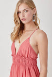 Mustard Seed Shirred Ruffle Folded Detail Maxi Dress - Rosa Apparel