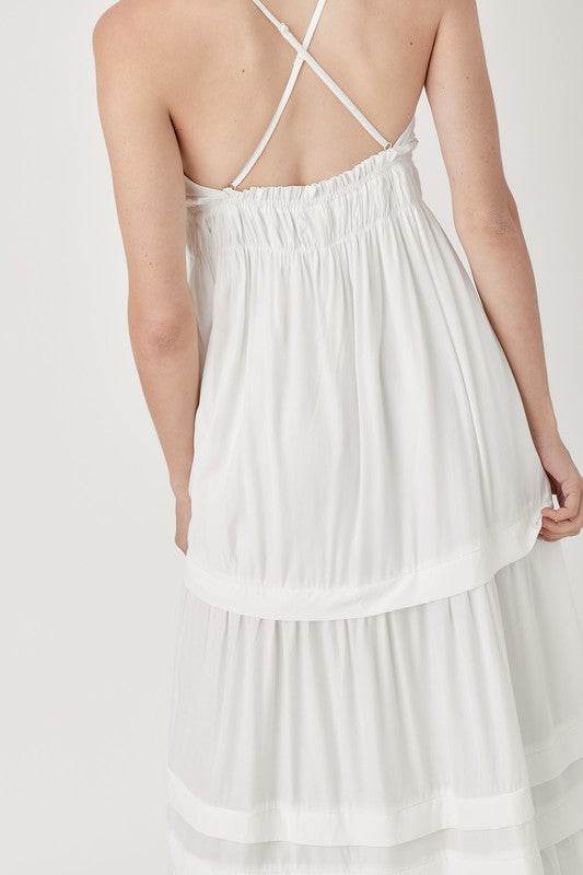 Mustard Seed Shirred Ruffle Folded Detail Maxi Dress - Rosa Apparel