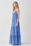 Mustard Seed Shirred Ruffle Folded Detail Maxi Dress - Rosa Apparel