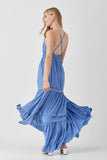Mustard Seed Shirred Ruffle Folded Detail Maxi Dress - Rosa Apparel