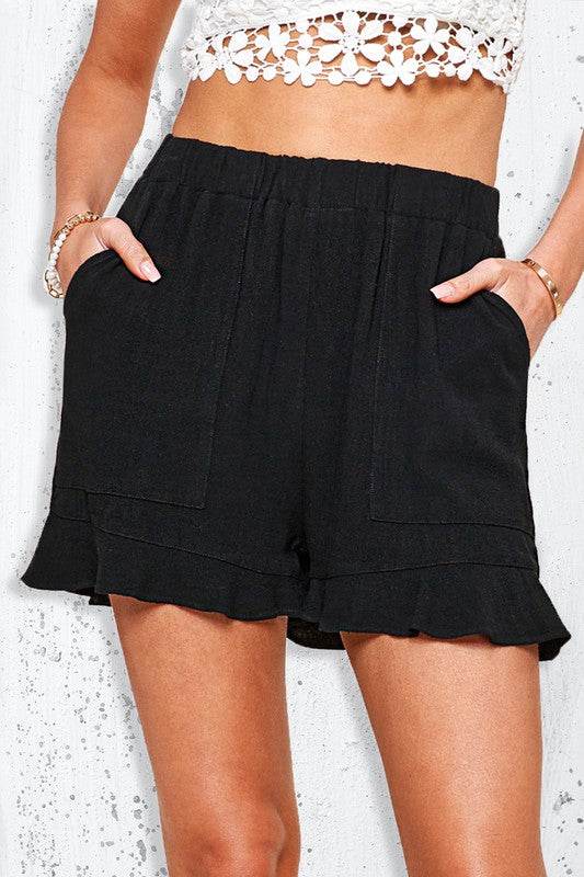 La Miel Casual Dahlia Relaxed Waistband Flare Hem Shorts - Rosa Apparel