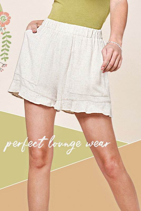 La Miel Casual Dahlia Relaxed Waistband Flare Hem Shorts - Rosa Apparel