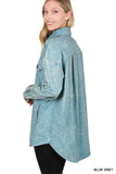 Zenana Premium Cotton Woven Vintage Washed Shacket - Rosa Apparel