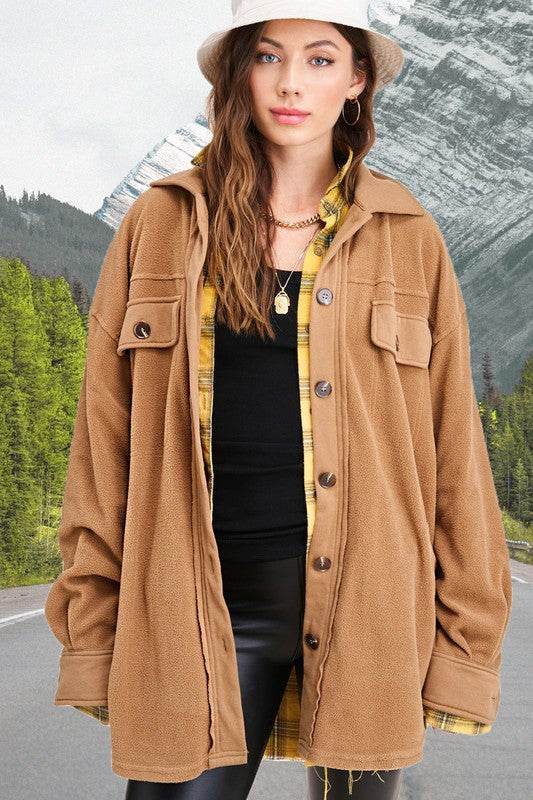 La Miel Sunset Fleece Collard Relaxed Jacket - Rosa Apparel