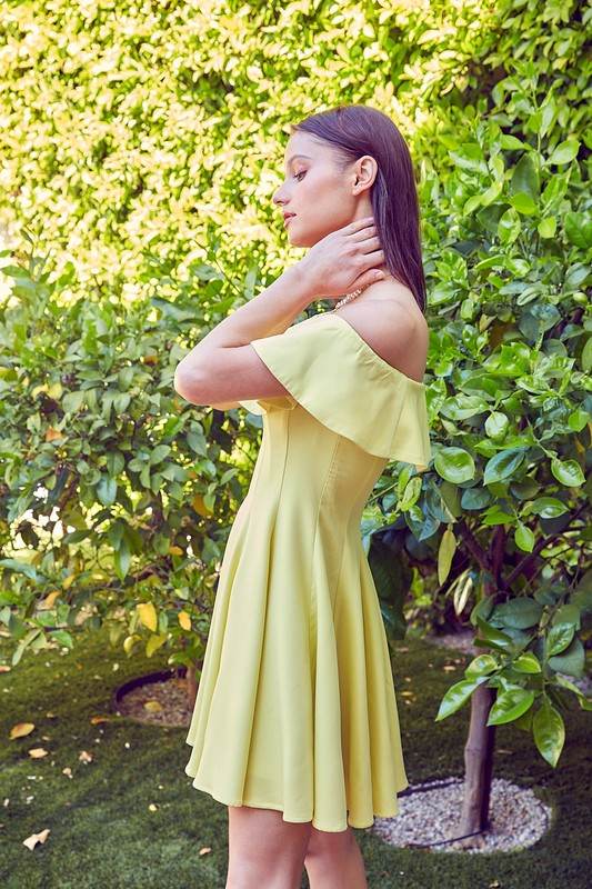Do + Be Casual Off Shoulder A Line Ruffle Mini Dress - Rosa Apparel