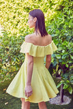 Do + Be Casual Off Shoulder A Line Ruffle Mini Dress - Rosa Apparel