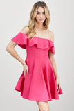 Do + Be Casual Off Shoulder A Line Ruffle Mini Dress - Rosa Apparel