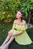 Do + Be Casual Off Shoulder A Line Ruffle Mini Dress - Rosa Apparel