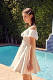 Do + Be Casual Off Shoulder A Line Ruffle Mini Dress - Rosa Apparel