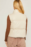 Love Tree PU Padded Sleeveless Mock Neckline Vest - Rosa Apparel